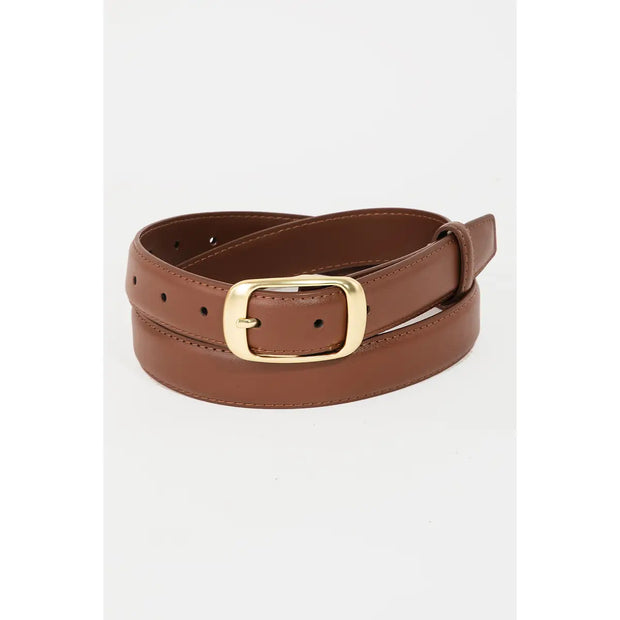 Brown Solid Faux Leather Belt