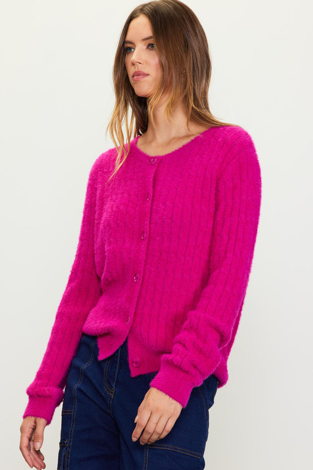 Magenta Button Down Cardigan