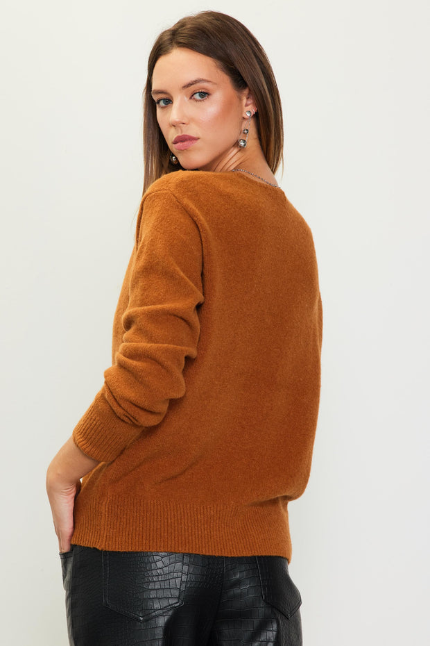 Camel Classic V Neck Sweater - XS