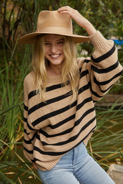 Mocha and Black Striped Sweater