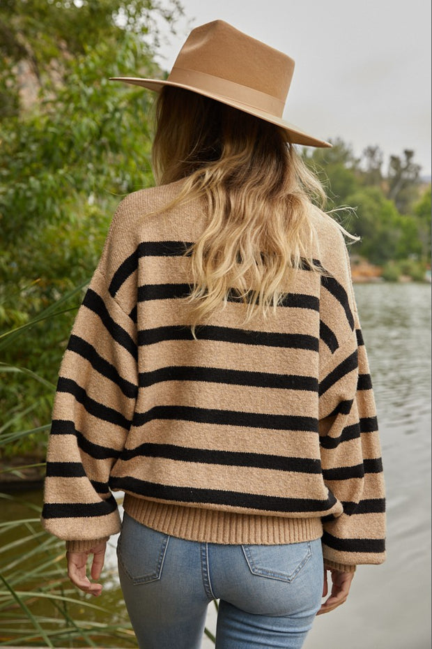 Mocha and Black Striped Sweater