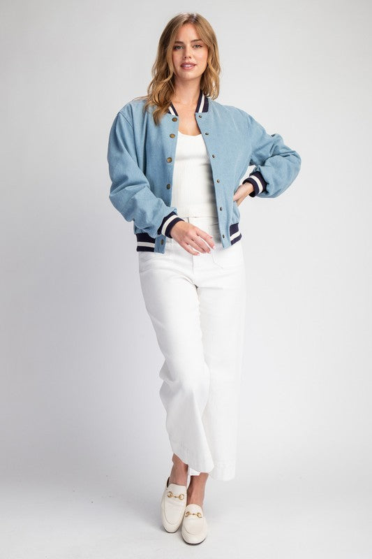 Denim Varsity Jacket Madison Boutique