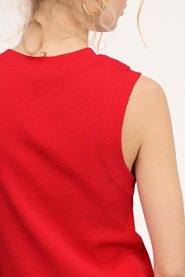 Red Crew Neck Tank Top