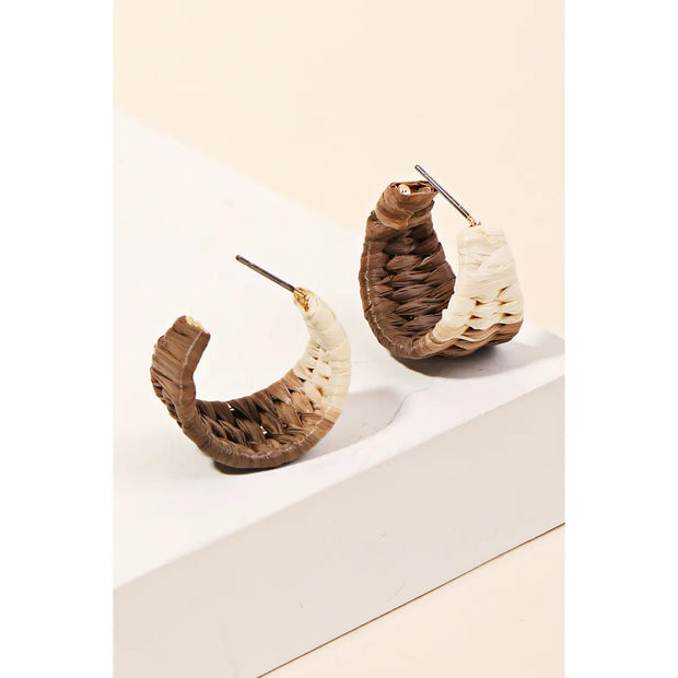 Brown Raffia Hoops