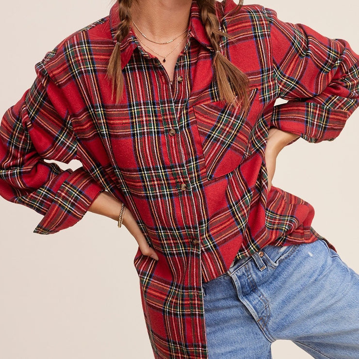 Red Plaid Button Up - Small