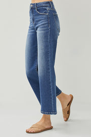 Dark Wash High Rise Cropped Jeans