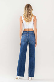 High Rise Wide Leg Raw Hem Jeans - 32