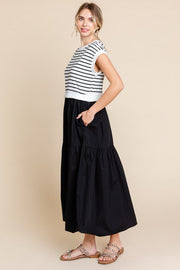 Black Striped A-Line Dress