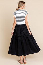 Black Striped A-Line Dress