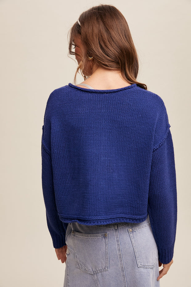 Dark Blue Knit Cardigan