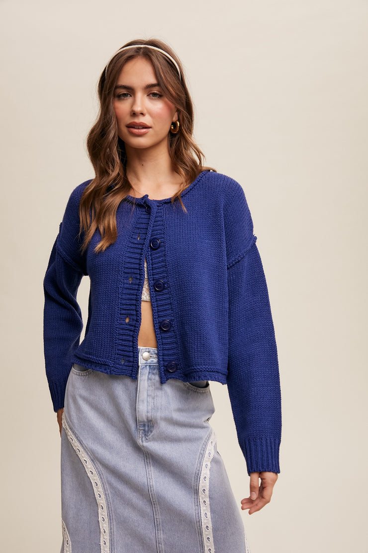 Dark Blue Knit Cardigan