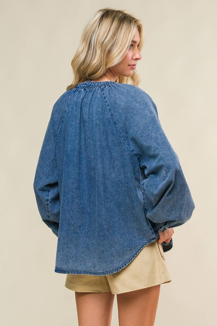 Round Neck Denim Top