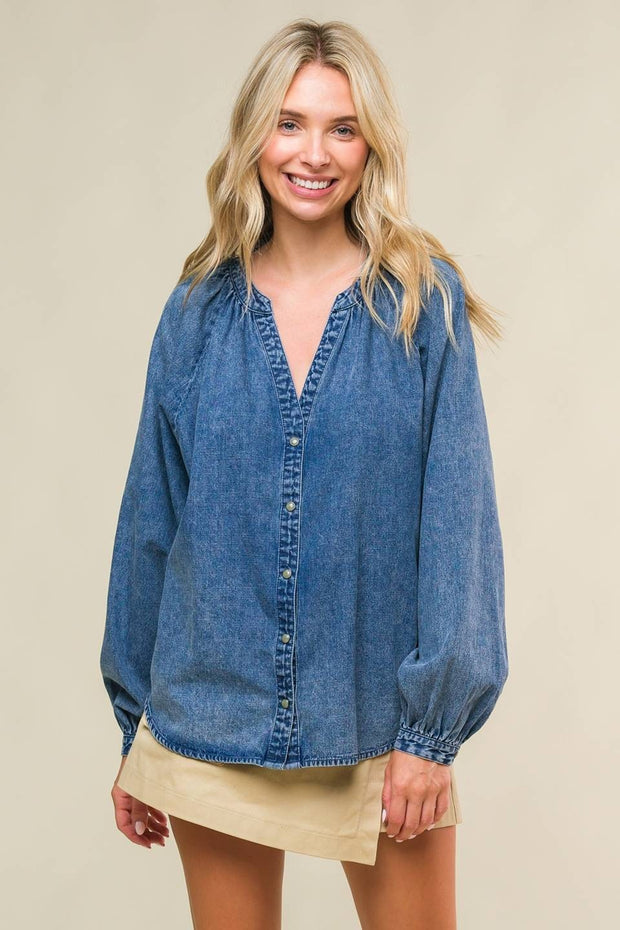 Round Neck Denim Top