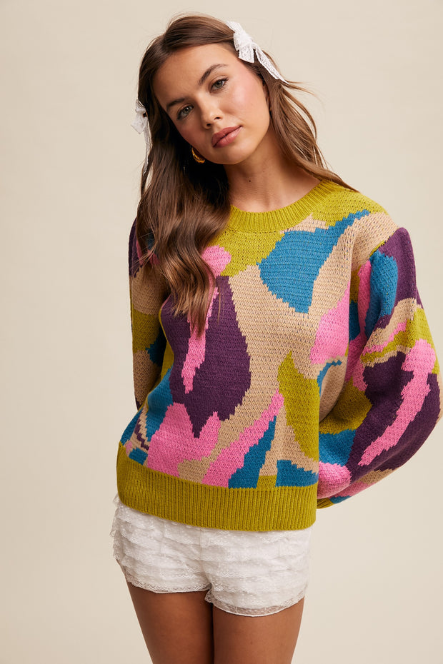 Lemon Mix Abstract Sweater