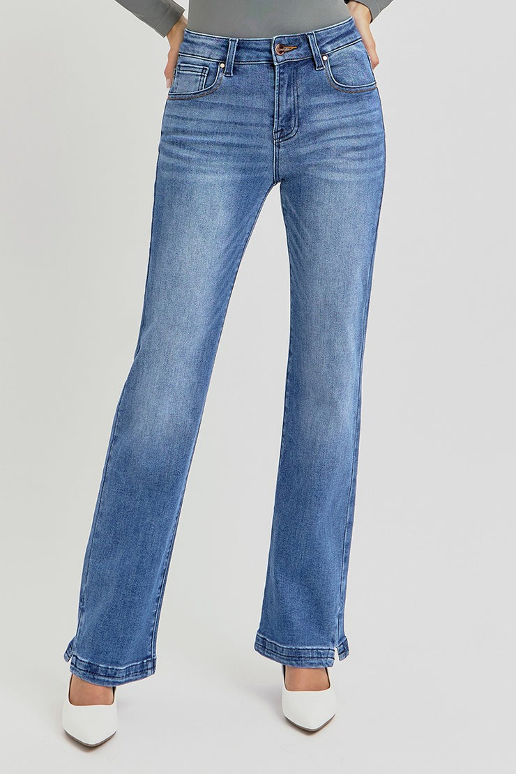 Mid Rise Ankle Slit Jeans