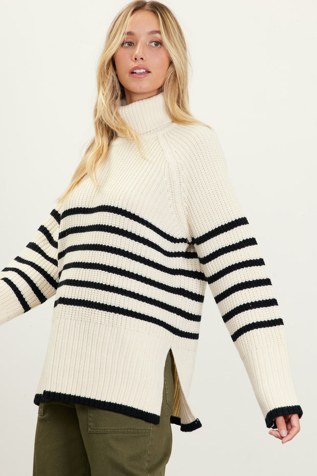 Striped Turtleneck Sweater