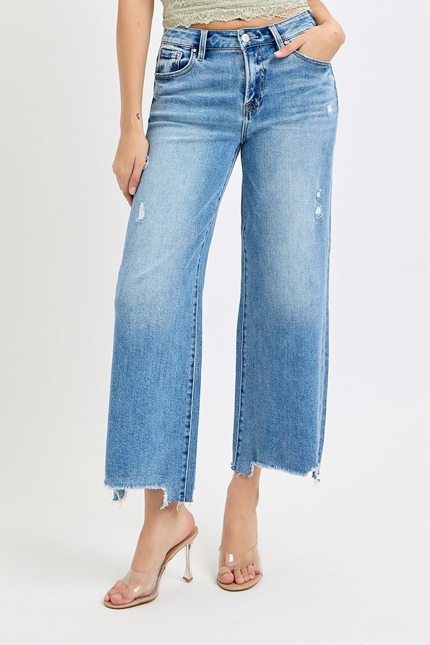 High Rise Cropped Distressed Jeans