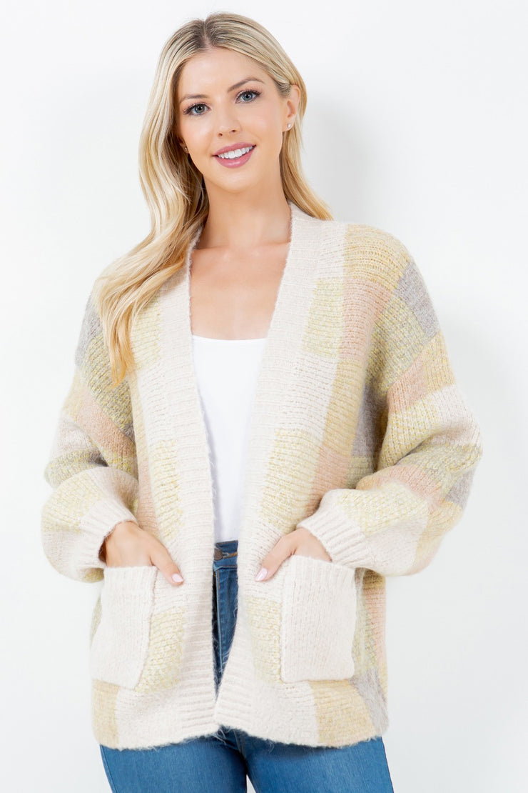 Taupe Patchwork Cardigan