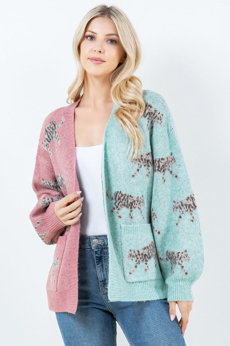 Color Block Cheetah Cardigan