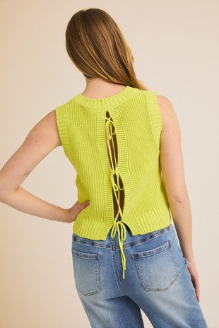 Lime Back Ties Tank Top