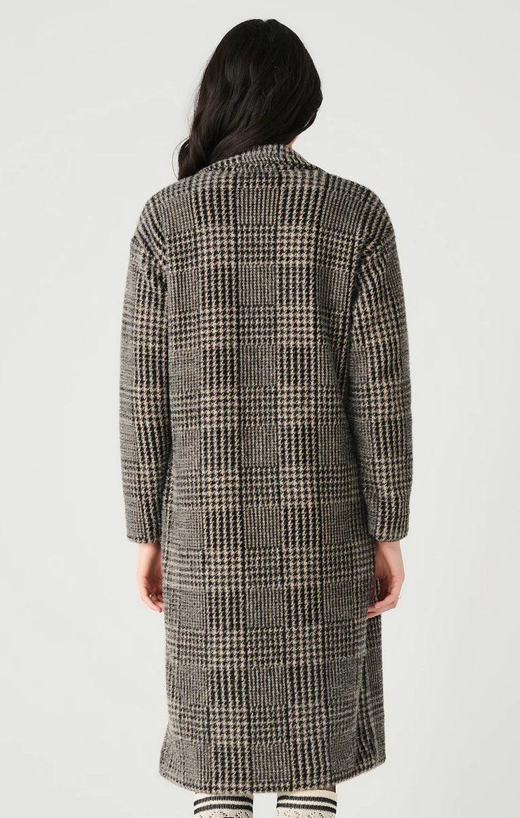 Houndstooth Plaid Long Jacket