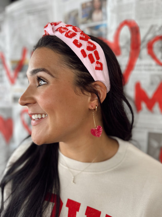 Red and Pink Beaded Headband