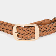 Brown Faux Leather Braided Belt