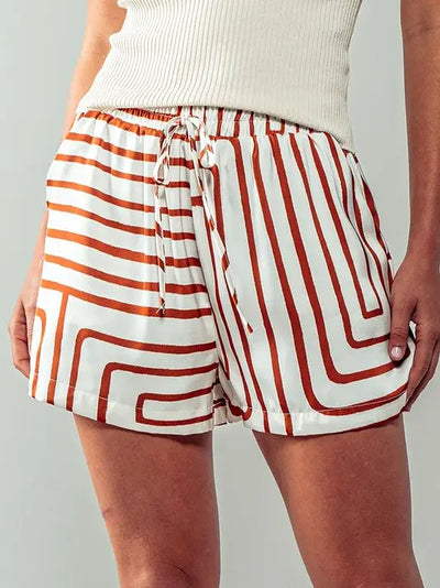 Brown Geometric Shorts - Small