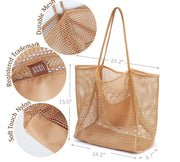 Brown Mesh Tote Bag