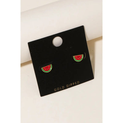 Gold Dipped Watermelon Earrings