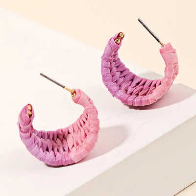 Pink Raffia Hoops