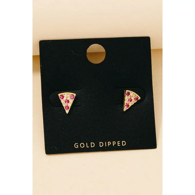 Gold Dipped Pizza Earrings