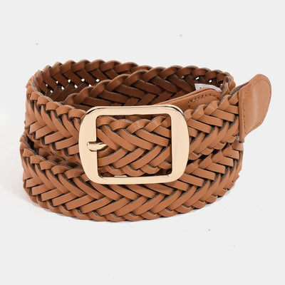 Brown Faux Leather Braided Belt