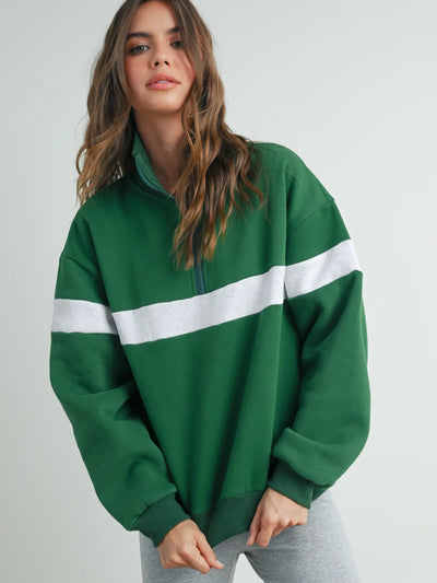 Green Two Toned Half Zip