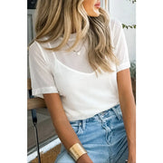 Sheer White Short Sleeve Top