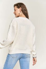 Beige Rhinestone Accent Sweater