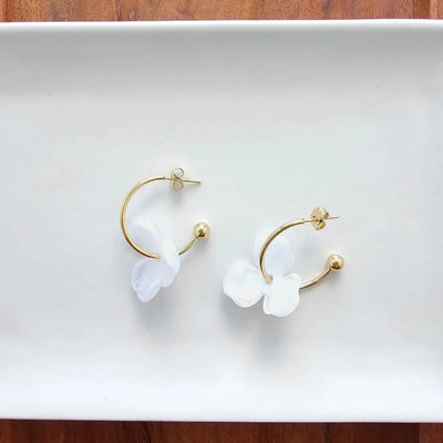 White Flower Magnolia Hoops