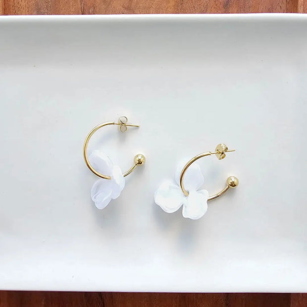 White Flower Magnolia Hoops