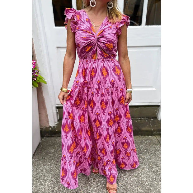 Fuchsia Patterned Maxi Dress