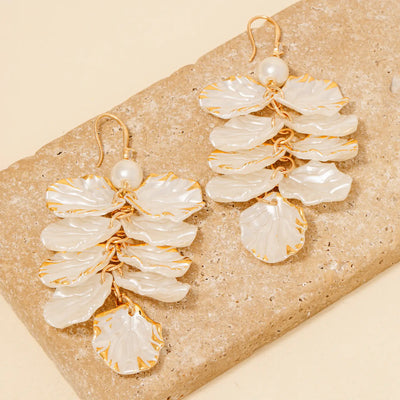 Pearl Petal Dangly Earrings