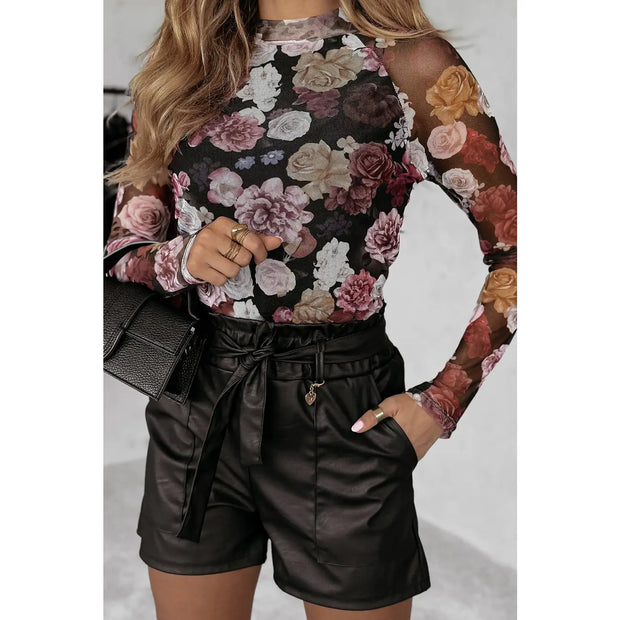 Floral Mesh Long Sleeve Top