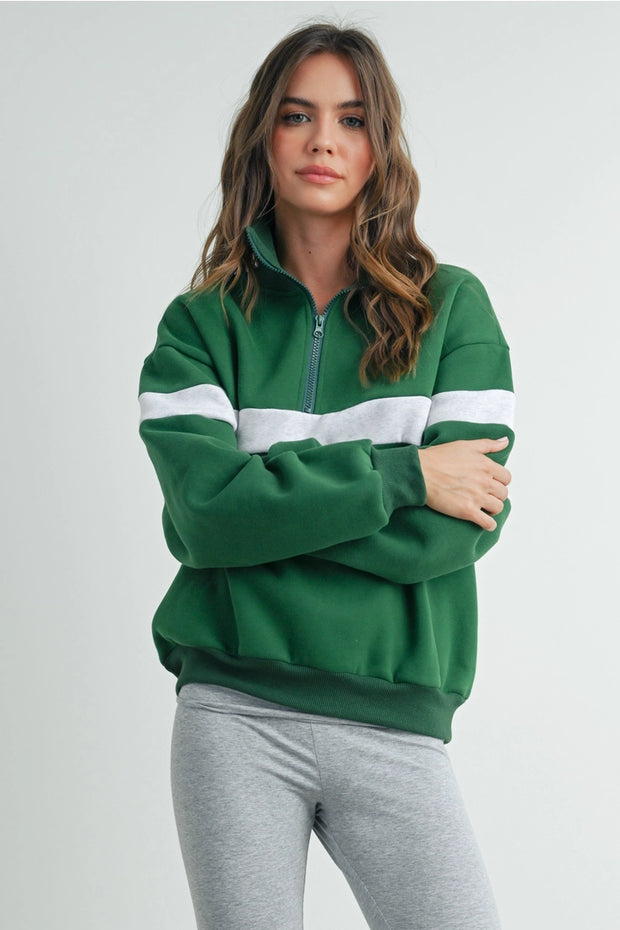 Green Two Toned Half Zip