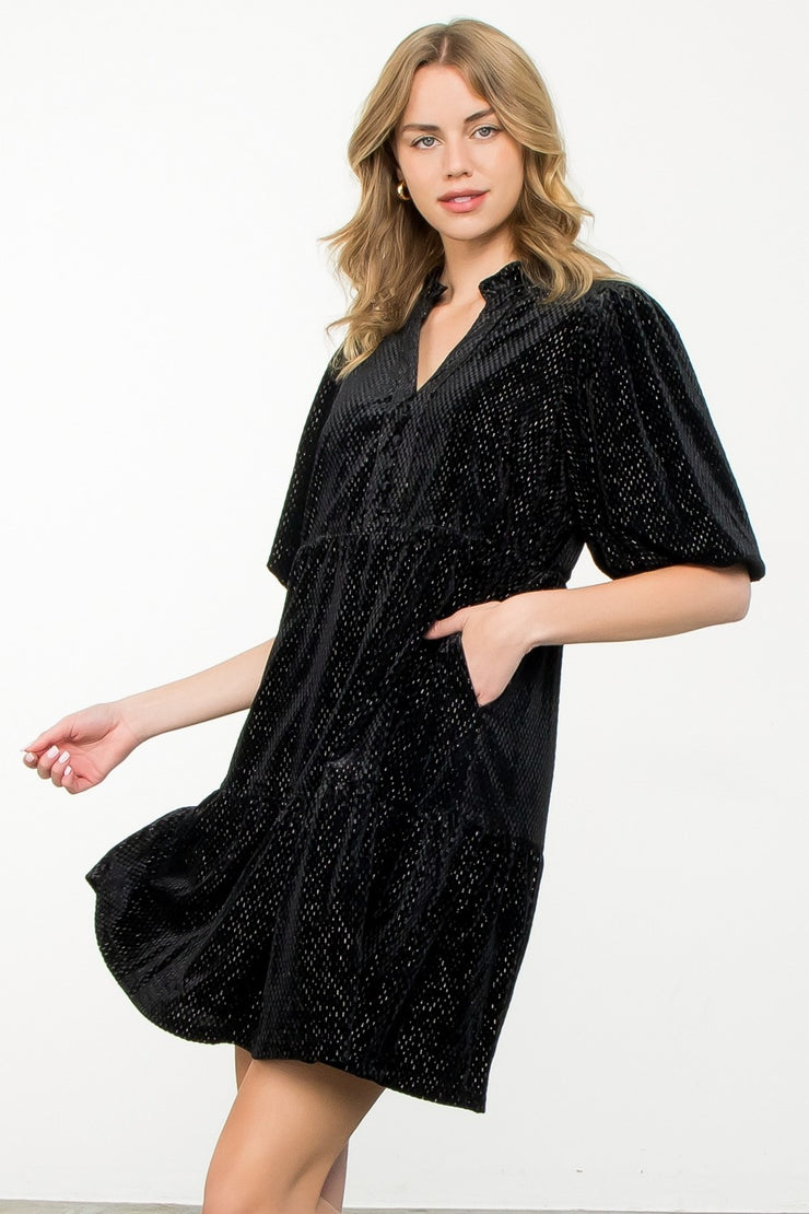 Velvet Puff Sleeve Dress