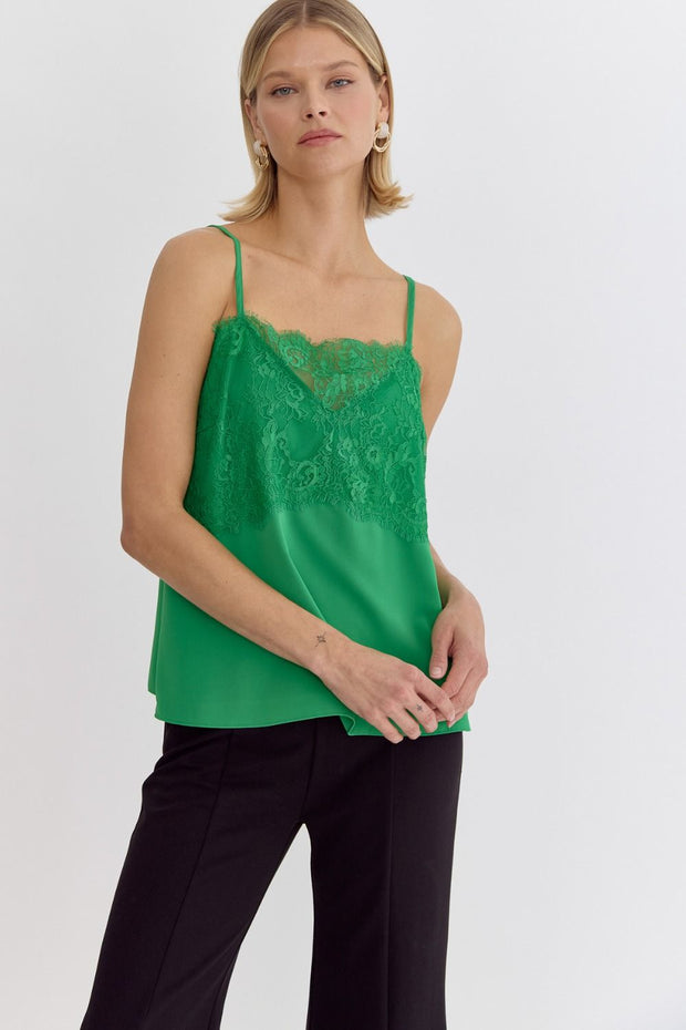 Green Lace Tank Top