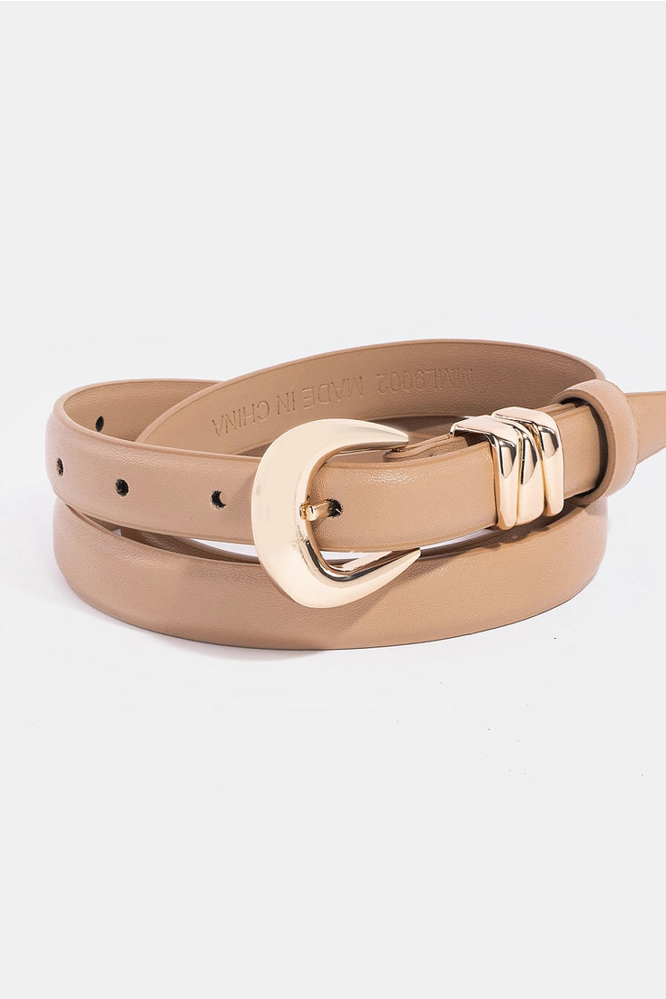 Thin Light Brown Leather Belt