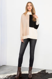 Neutral Color Block Sweater