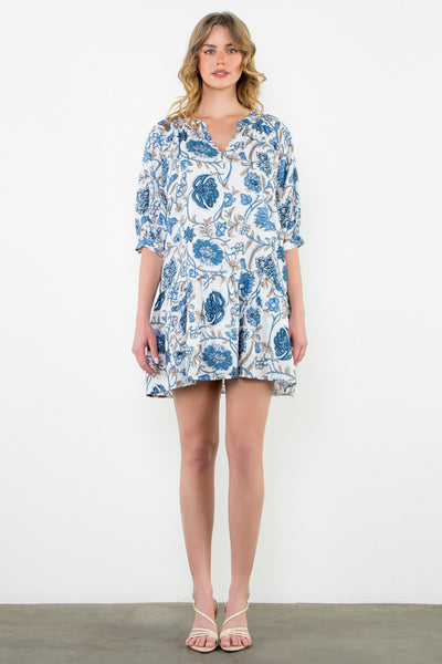 Blue Paisley Mini Dress